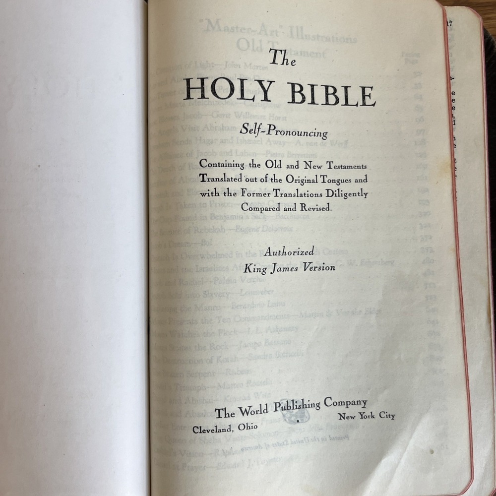 Vintage 1913 KJV Holy Bible Red Letter Master-Art Edition Leather Illustrated - Picture 10 of 16
